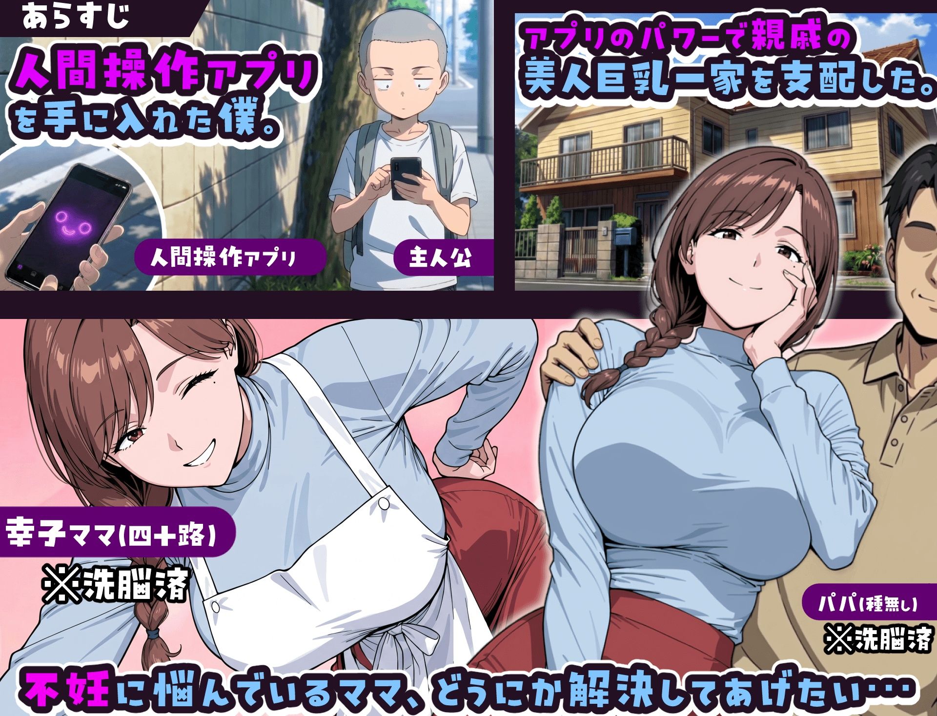 人間操作アプリで巨乳ママと子作りする話 サンプル画像2